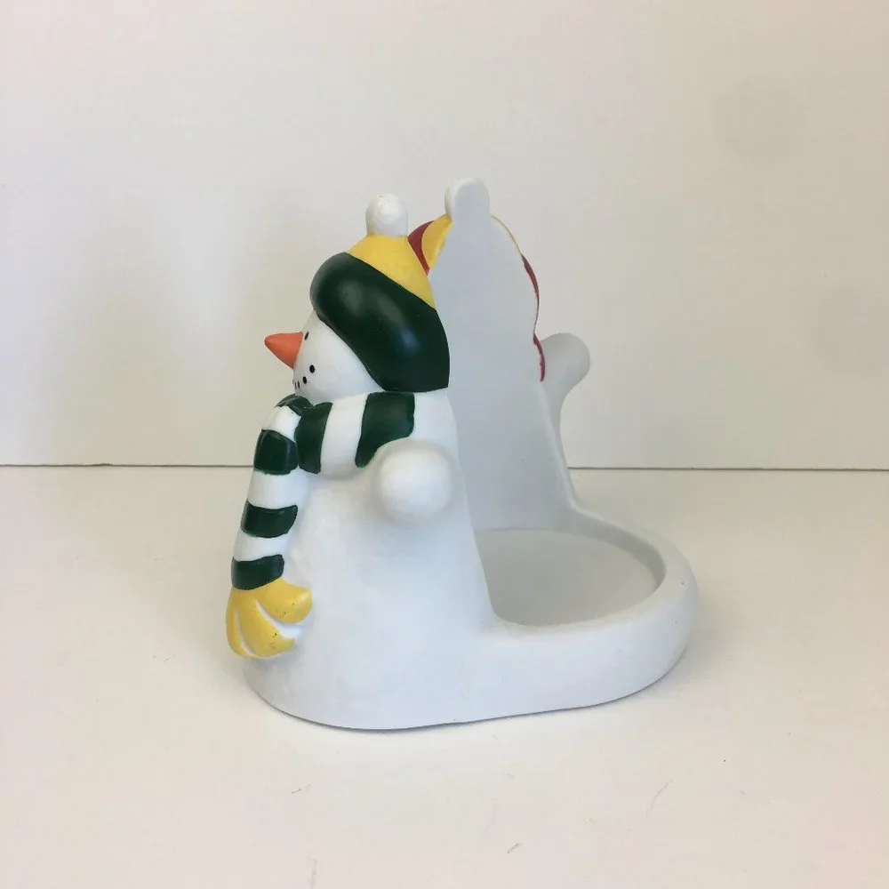 Vtg Partylite Snowman Xmas‎ Pillar Candle Holder